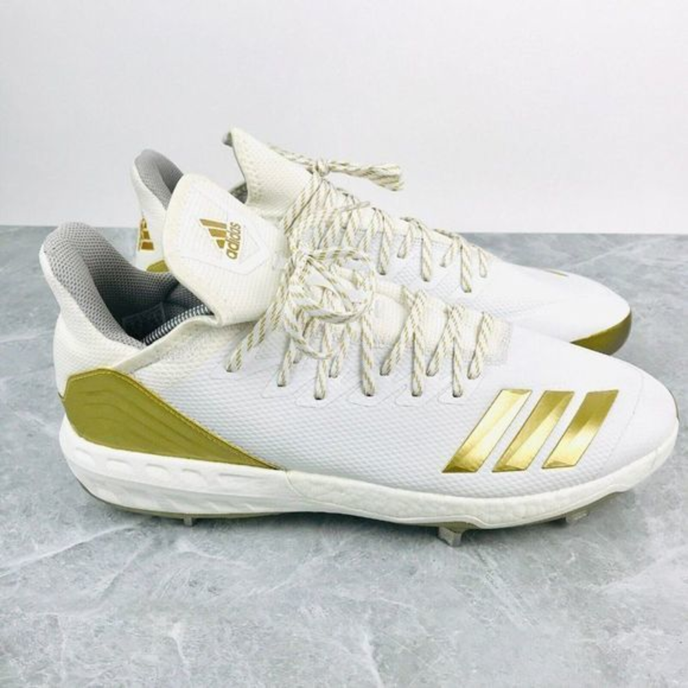 Adidas Boost Icon 4‎ Mens Size 14 Baseball Cleats Metal White Gold Cleats CM8476